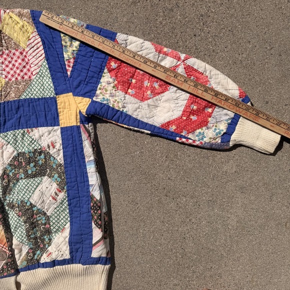 Vintage Patchwork Quilt Jacket 70s 80s S/M Bode Style K.A.S. Originals - Picture 10 of 10